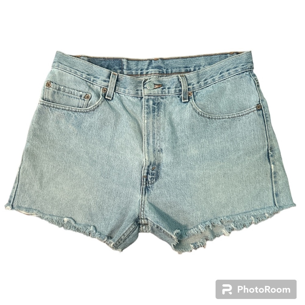 Levi’s High Rise Mom Jean Shorts 505 Cut Offs Vintage Distressed Wash Size 34